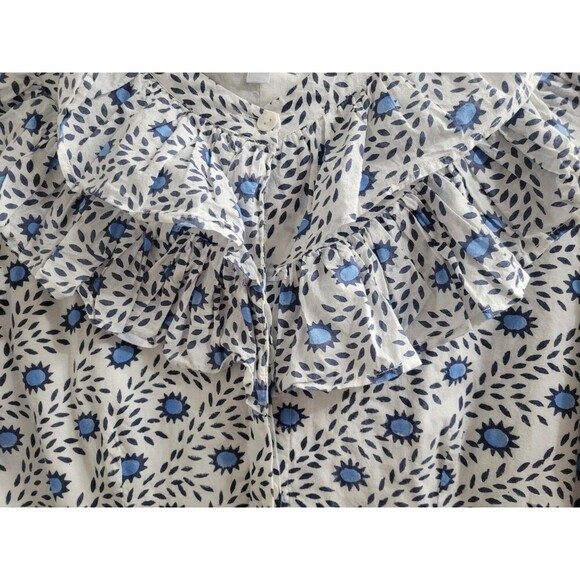 Julia Amory Size Large 100% Cotton Blue White Maxi Dress Prairie Spring Summer - Picture 7 of 11